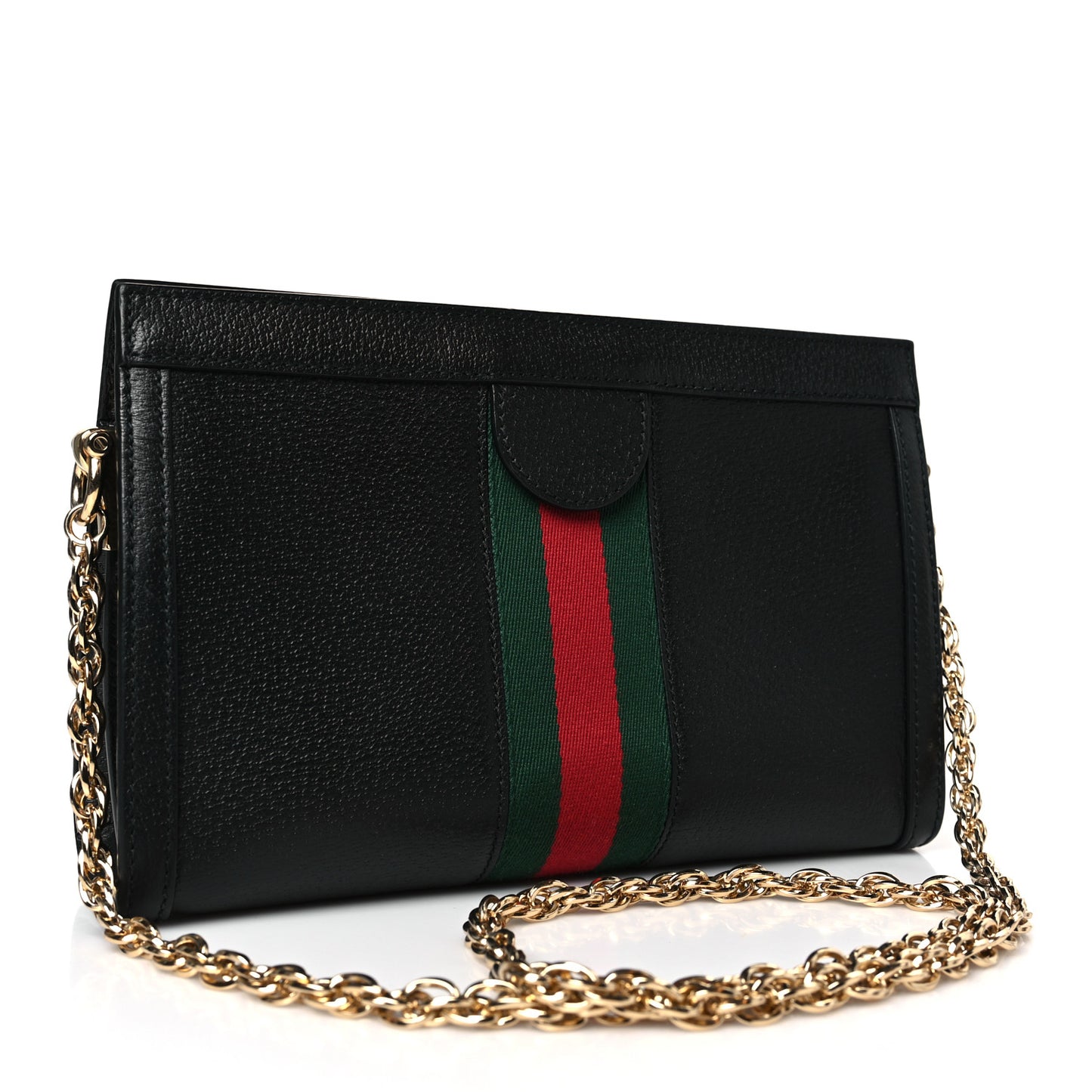 Calfskin GG Web Small Ophidia Chain Shoulder Bag Black