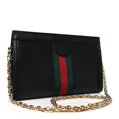 Gucci Calfskin GG Web Small Ophidia Chain Shoulder Bag Black 3 of 9
