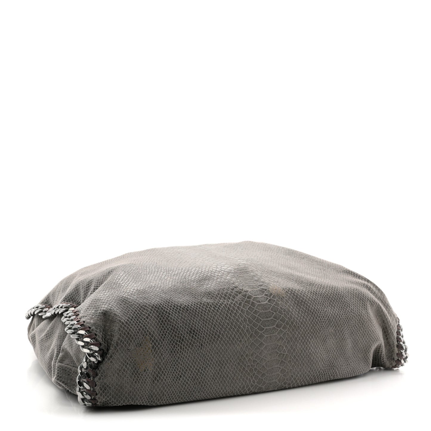 Metallic Faux Snakeskin Big Falabella Tote Grey