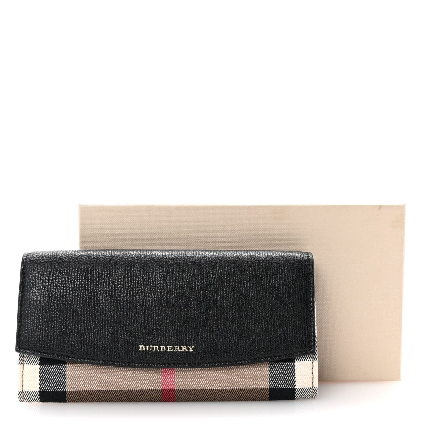 Grainy Calfskin House Check Porter Continental Wallet Black