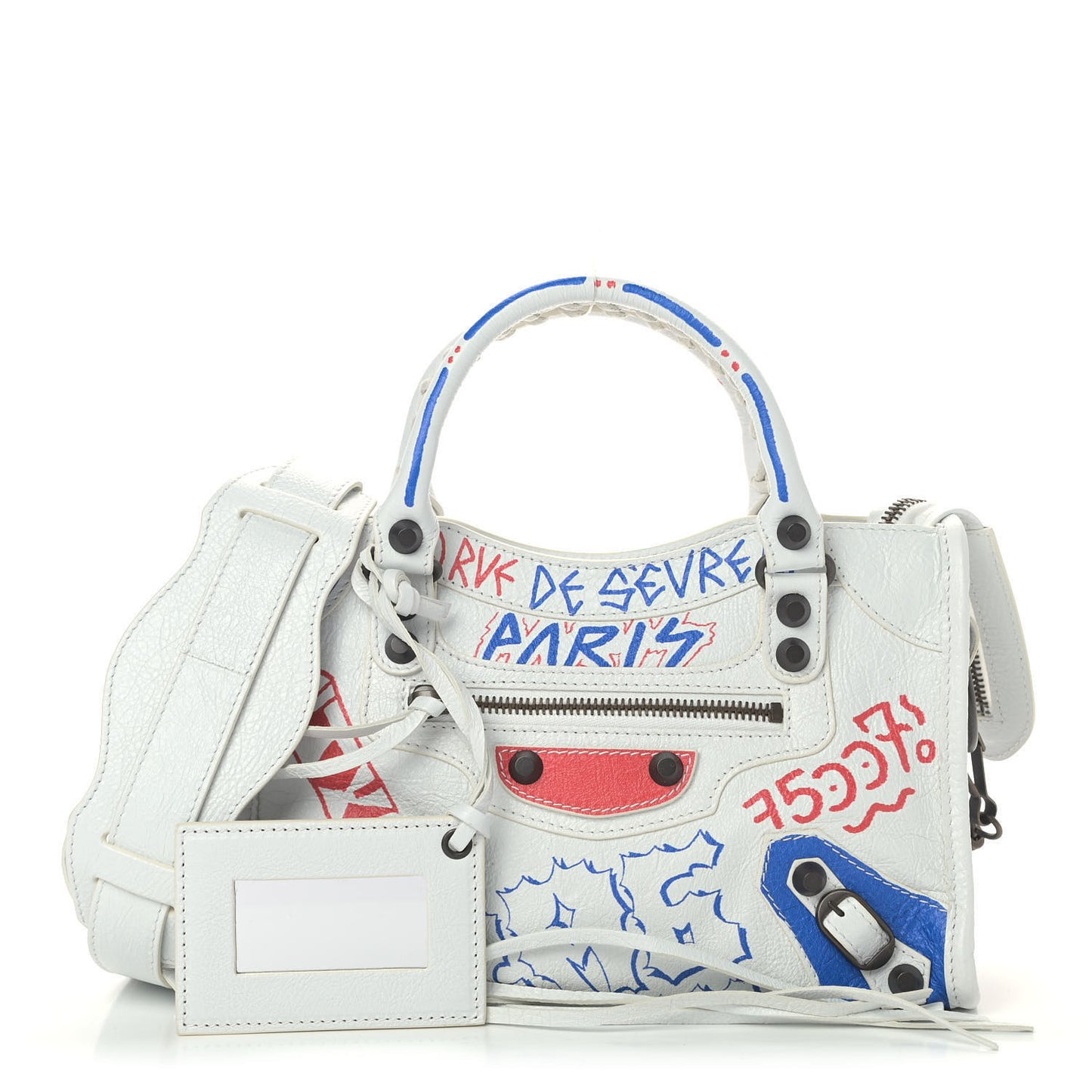 Agneau Graffiti All Over Classic Hardware Mini City White Bleu Rouge