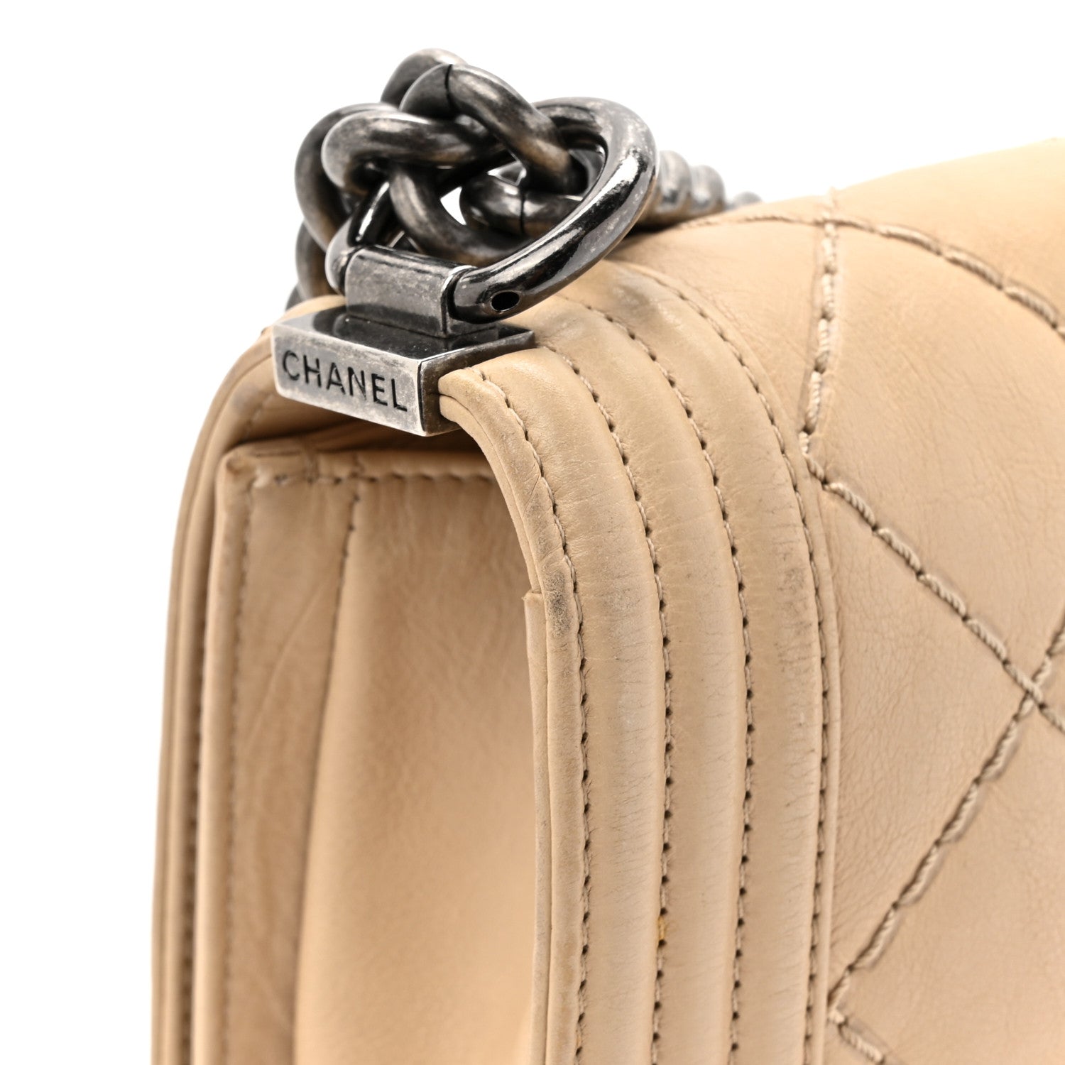Chanel Calfskin Double Stitch Small Boy Flap Beige 18 of 20