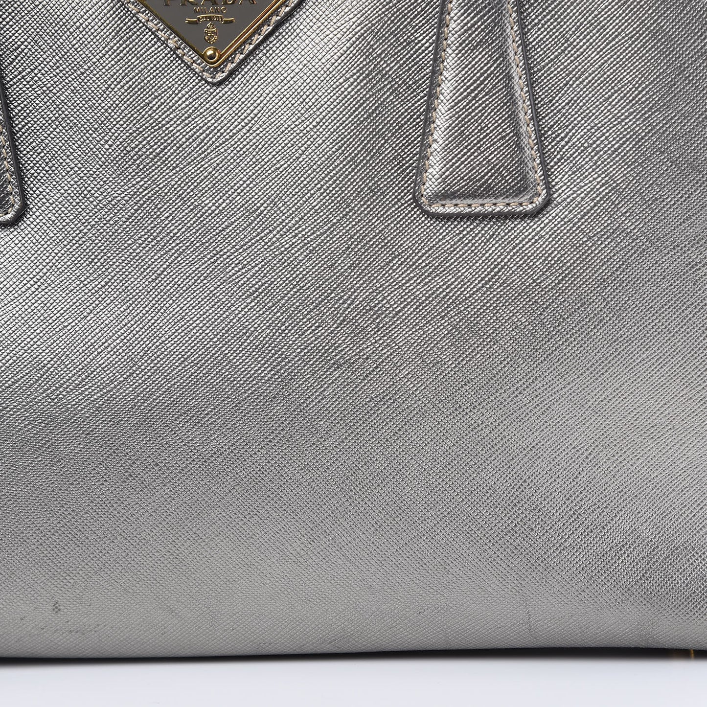 Metallic Saffiano Lux Bowler Silver