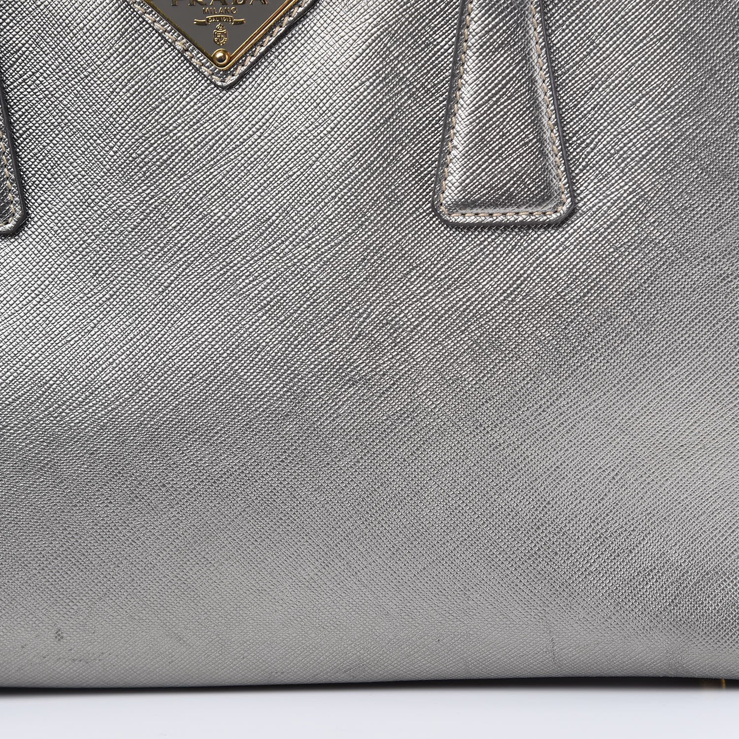Prada Metallic Saffiano Lux Bowler Silver 20 of 23