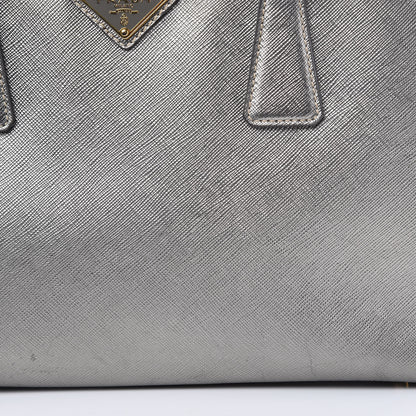 Prada Metallic Saffiano Lux Bowler Silver 20 of 23