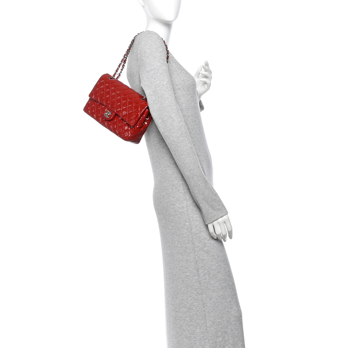 Chanel Patent Calfskin Quilted Medium Double Flap Red 2 of 10