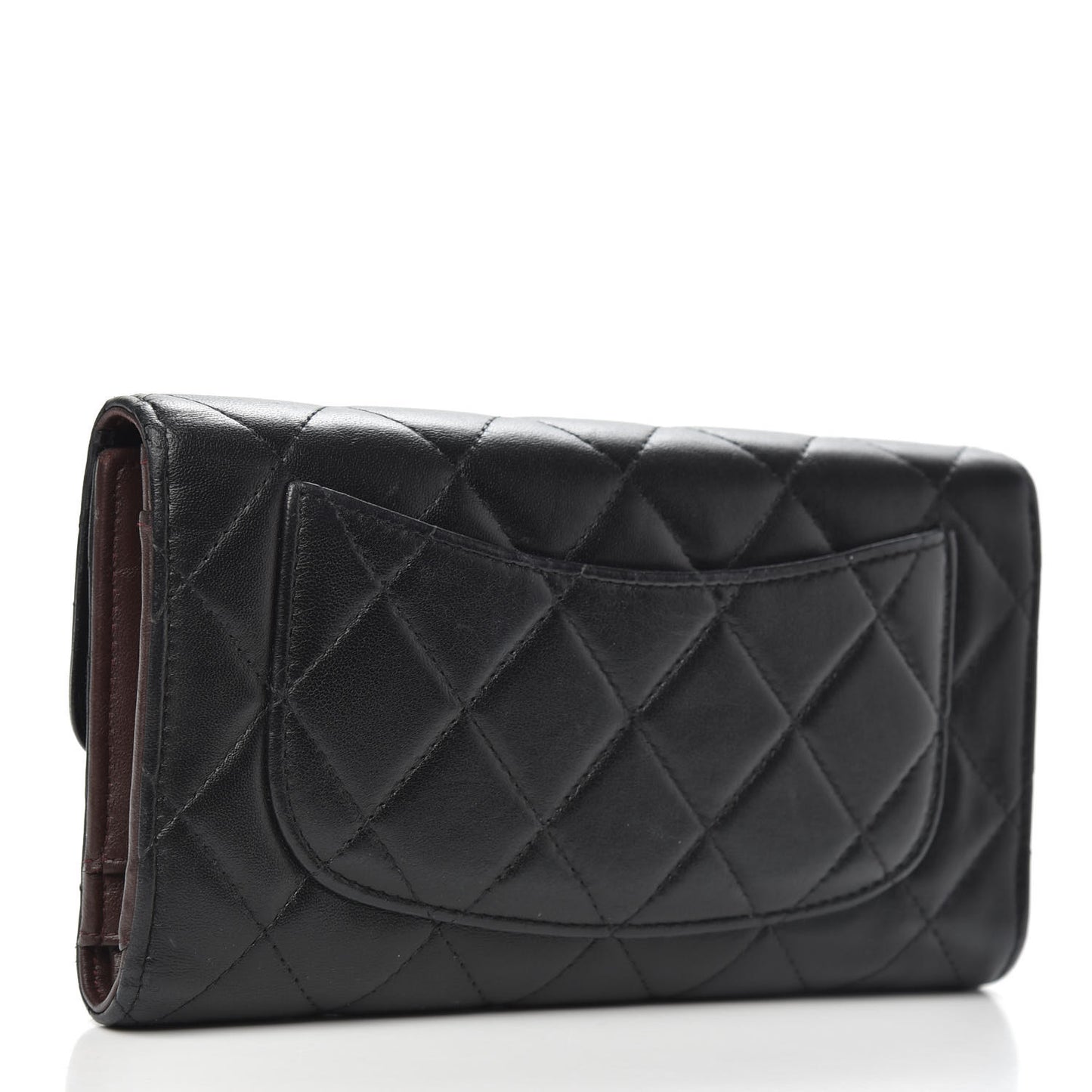 Lambskin Quilted Large Flap Wallet Black