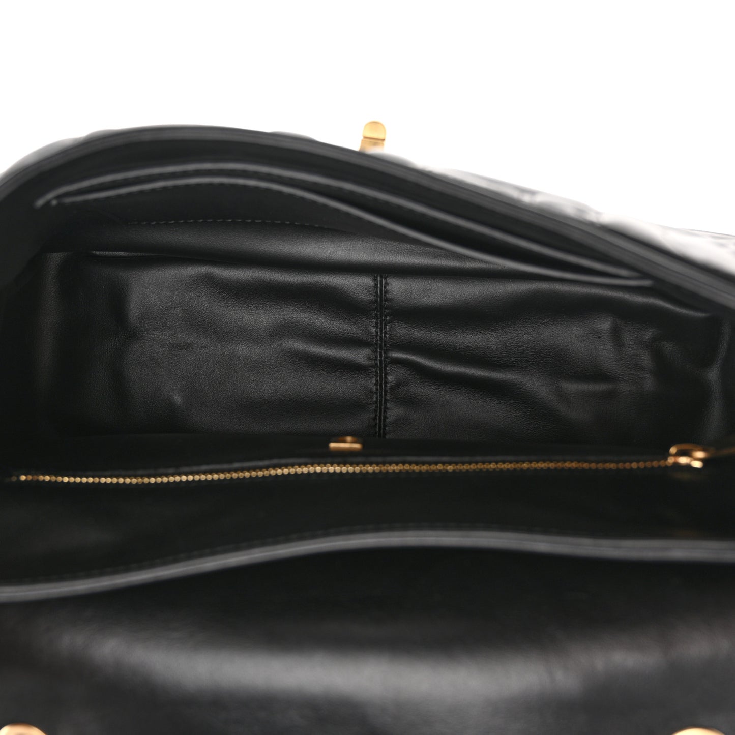 Calfskin Quilted Gancini Top Handle Flap Bag Black