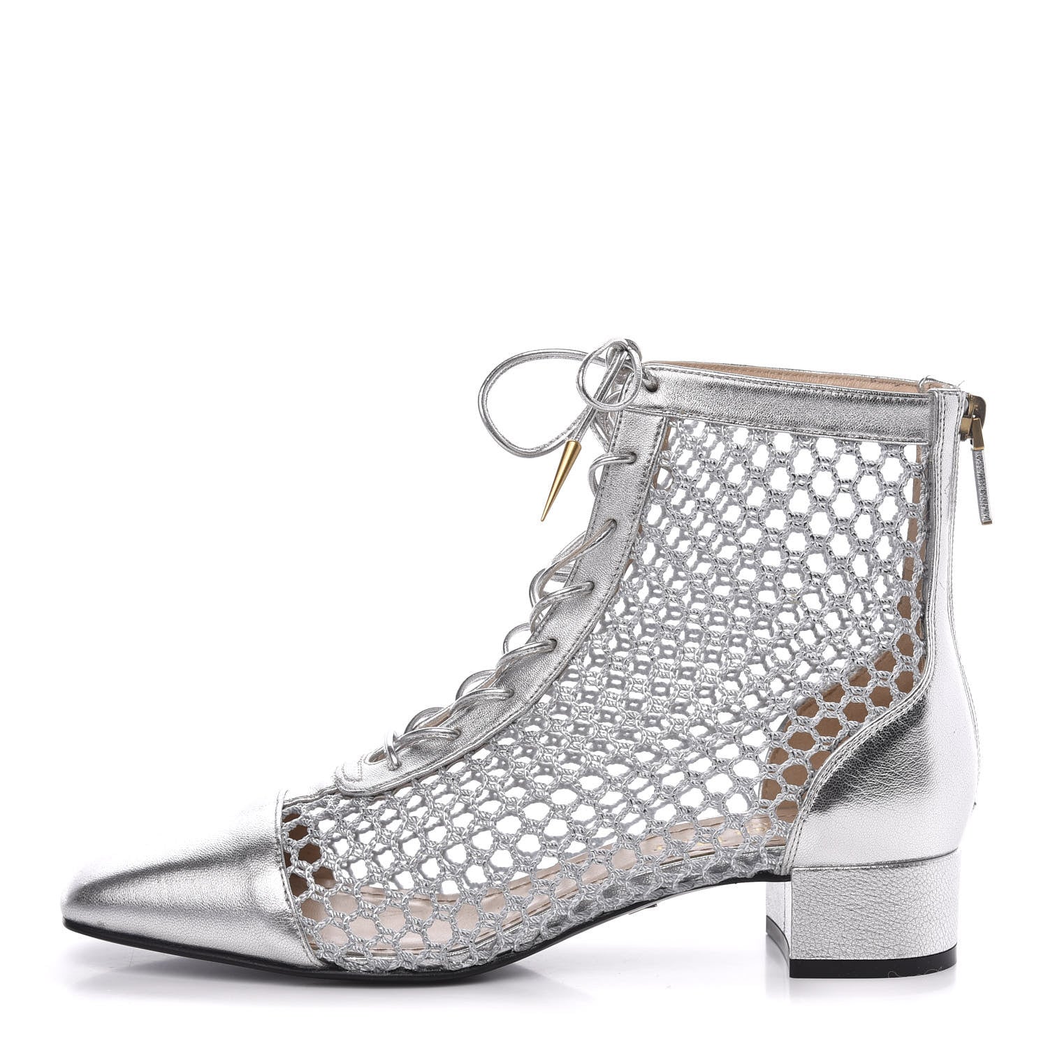 Christian Dior Laminated Lambskin Resille Naughtily-D 30mm Ankle Boots 37.5 Silver 1 of 9