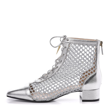 Christian Dior Laminated Lambskin Resille Naughtily-D 30mm Ankle Boots 37.5 Silver 1 of 9