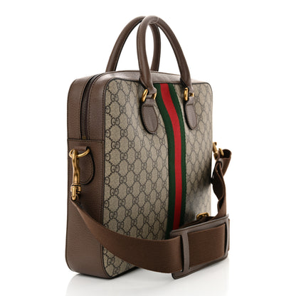 Gucci GG Supreme Monogram Textured Calfskin Web Medium Ophidia Briefcase Beige Ebony New Acero 3 of 10