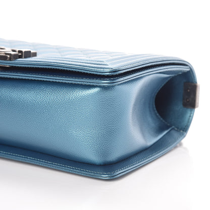 Chanel Metallic Caviar Quilted Medium Boy Flap Turquoise 7 of 12