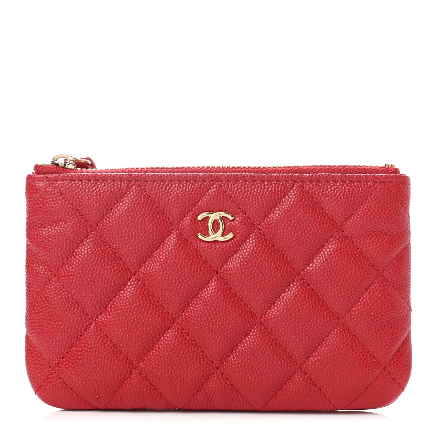 Caviar Quilted Small Cosmetic Case Red