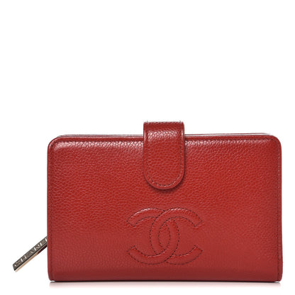 Chanel Caviar Timeless CC L-Zip Pocket Wallet Red 1 of 10