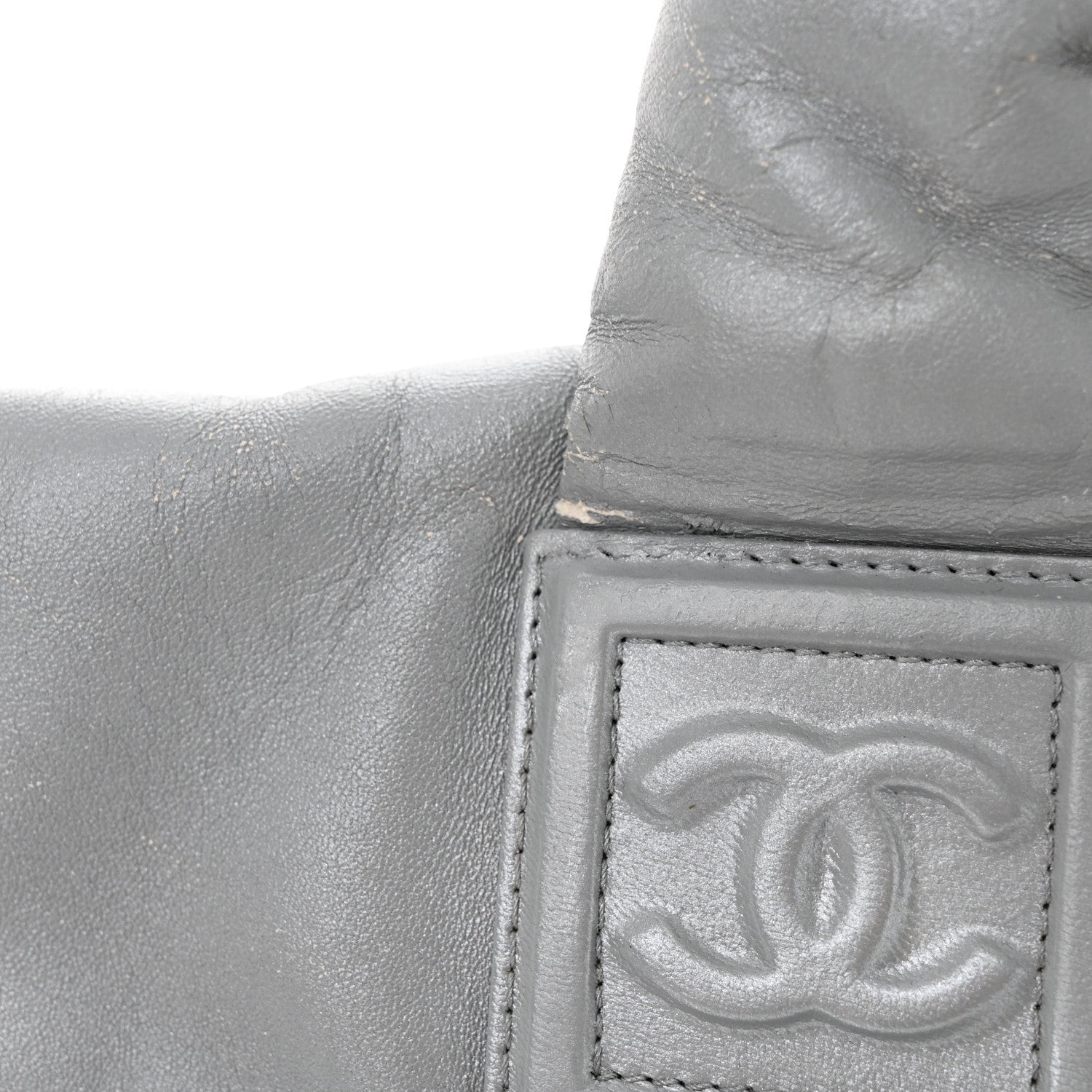 Chanel Metallic Lambskin Quilted Small Coco Cocoon Reversible Tote Light Grey 11 of 23