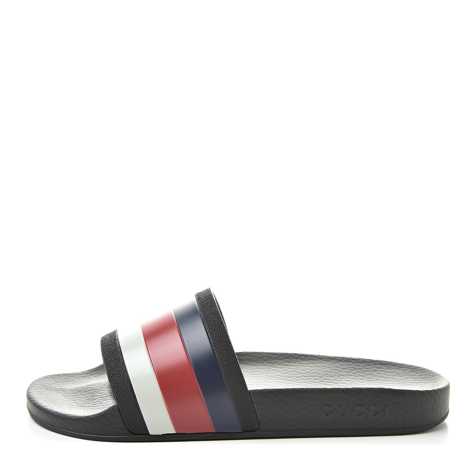 Gucci Rubber Web Mens Pool Slide Sandals 6 Black Mystic White Hibiscus Red Marine 1 of 8