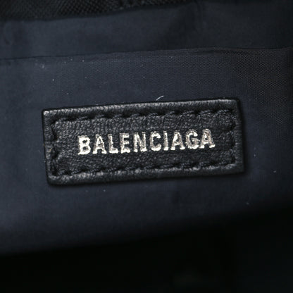 Balenciaga Recycled Sport Nylon Logo Embroidered Wheel Drawstring Bucket Bag Black White 6 of 8