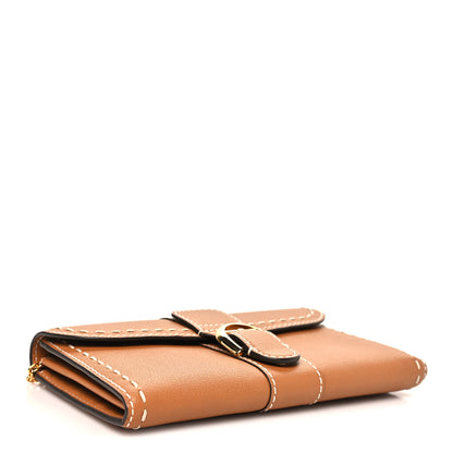 Delvaux Rodeo Calfskin Surpique Brillant Wallet on Chain Vegetal 4 of 9