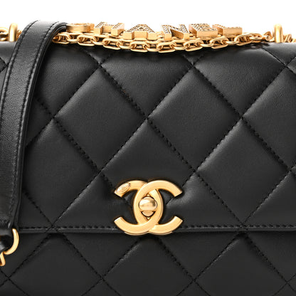 Chanel Lambskin Quilted Mini CC Crystal Logo Chain Flap Black 8 of 11