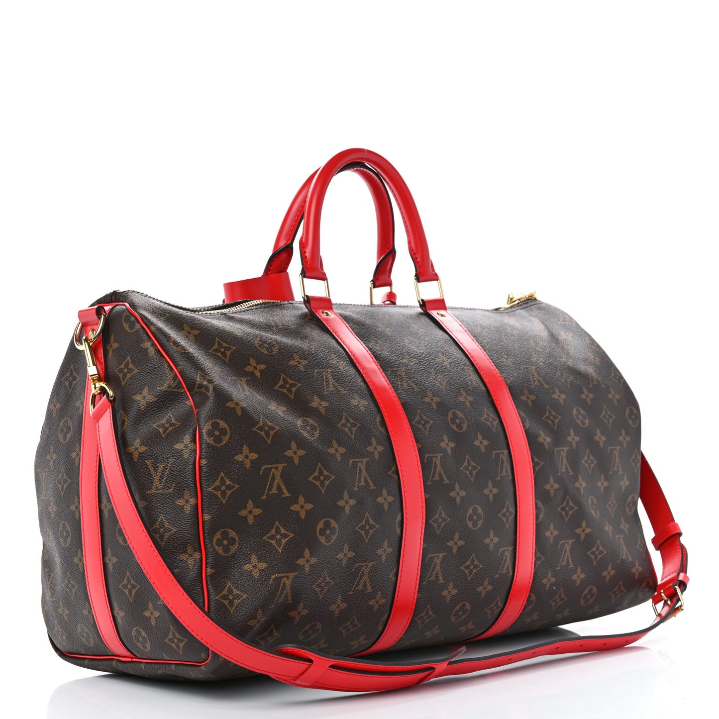 Calfskin Monogram Keepall Bandouliere 50 Coquelicot
