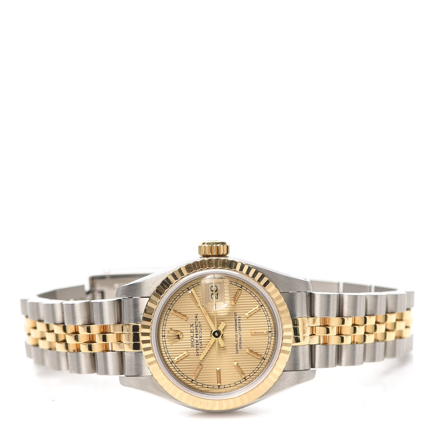 Rolex Stainless Steel 18K Yellow Gold 26mm Oyster Perpetual Datejust Watch Champagne Tapestry 69173 2 of 5
