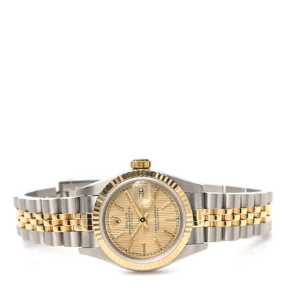 Rolex Stainless Steel 18K Yellow Gold 26mm Oyster Perpetual Datejust Watch Champagne Tapestry 69173 2 of 5