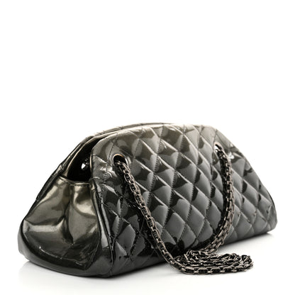 Chanel Patent Quilted Small Just Mademoiselle Bowling Bag Grey Black 3 of 11