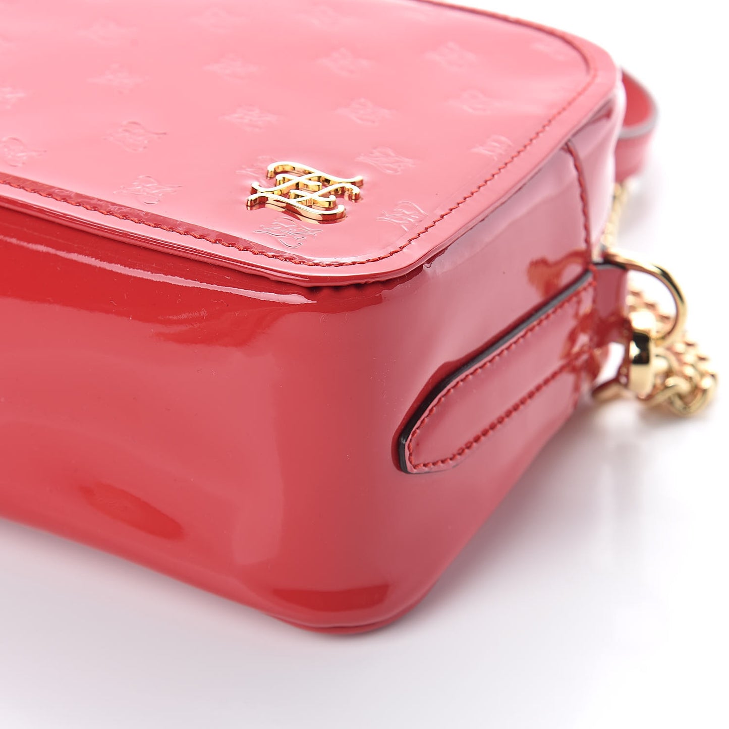 Vitello Vernice Mou Karligraphy Embossed Camera Case Rosso Cardinale