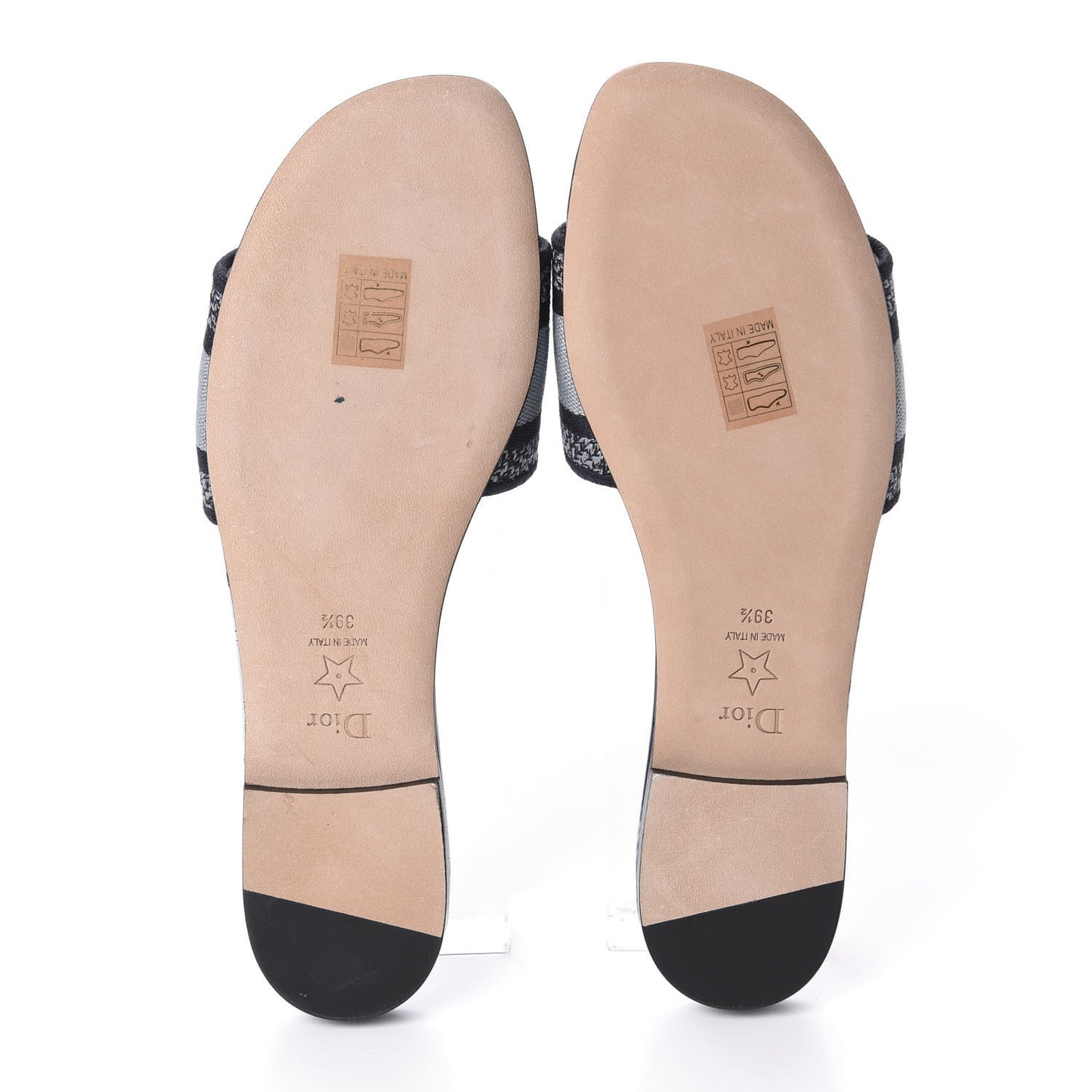 Canvas Tie and Dior Embroidered Dway Flat Slide Sandals 39.5 Denim