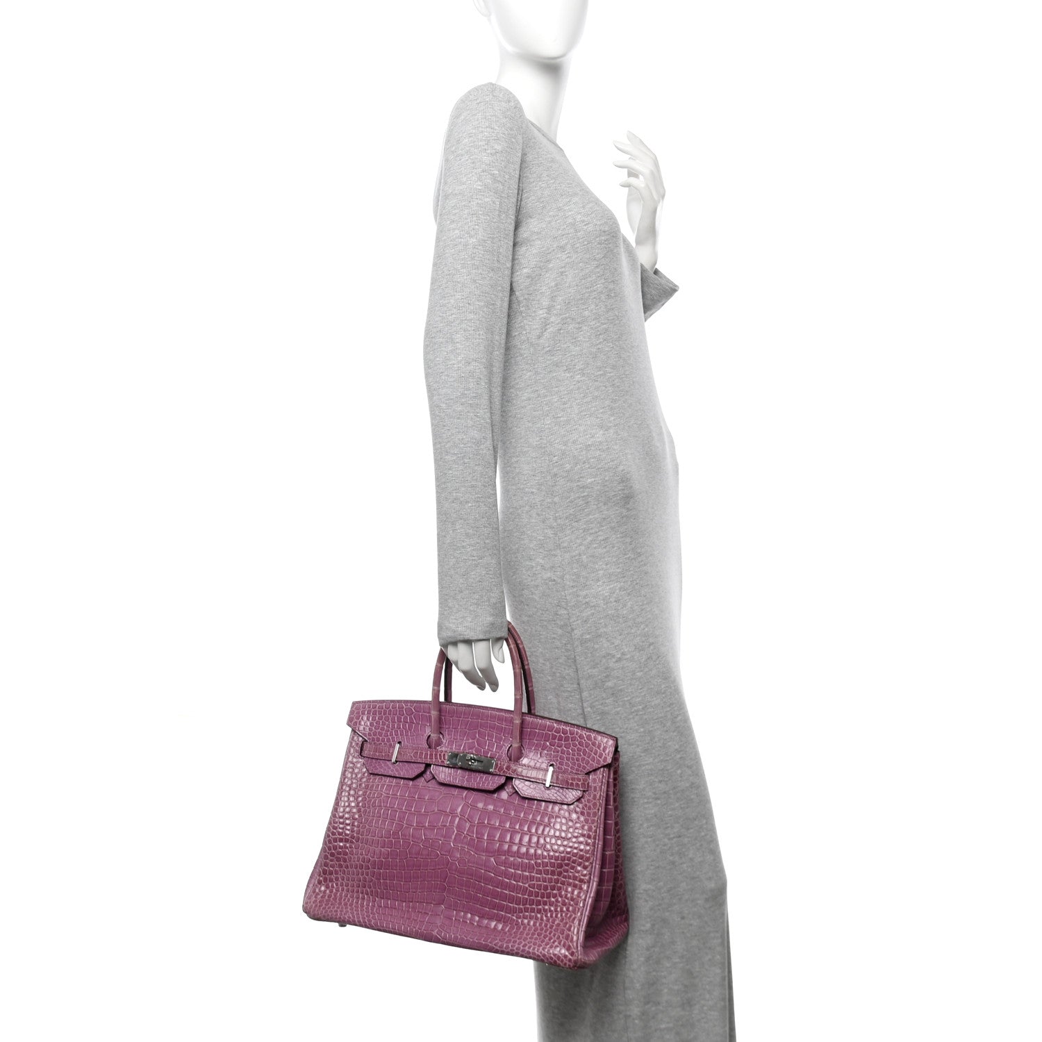 Hermes Shiny Porosus Crocodile Birkin 35 Violet 2 of 10