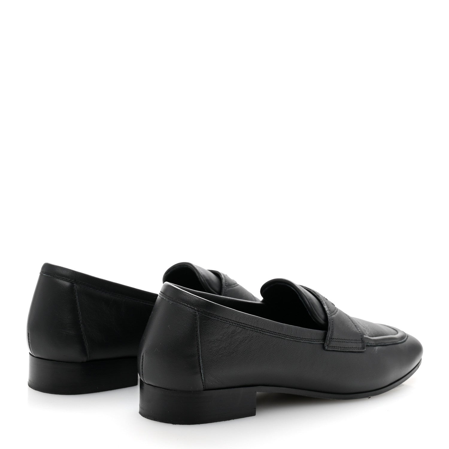 Chanel Calfskin Womens Stitched CC Loafers 37 Black 5 of 10
