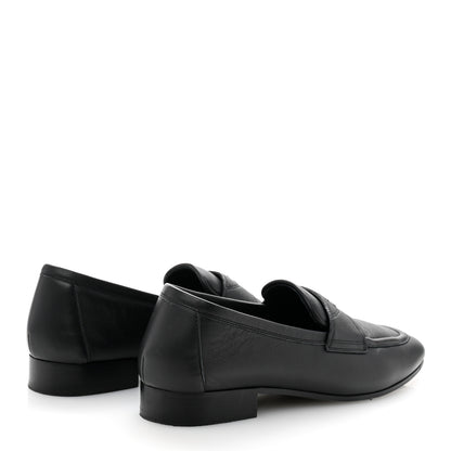 Chanel Calfskin Womens Stitched CC Loafers 37 Black 5 of 10
