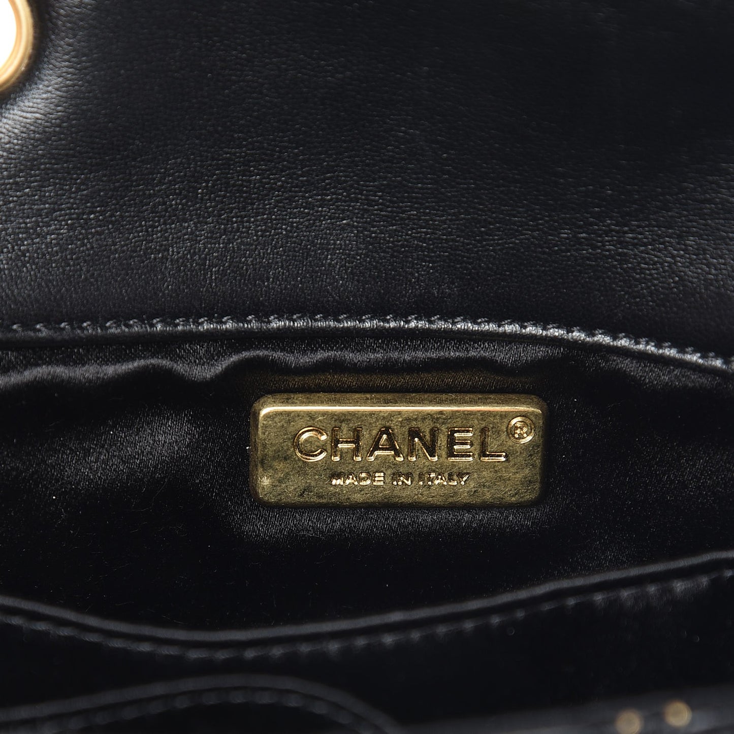 Lambskin Quilted Studded Extra Mini Flap Black