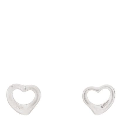 Tiffany Sterling Silver 11mm Elsa Peretti Open Heart Earrings 1 of 6