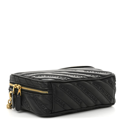 Balenciaga Calfskin Logo Matelasse Chain Strap Blanket Reporter XS Black 4 of 12