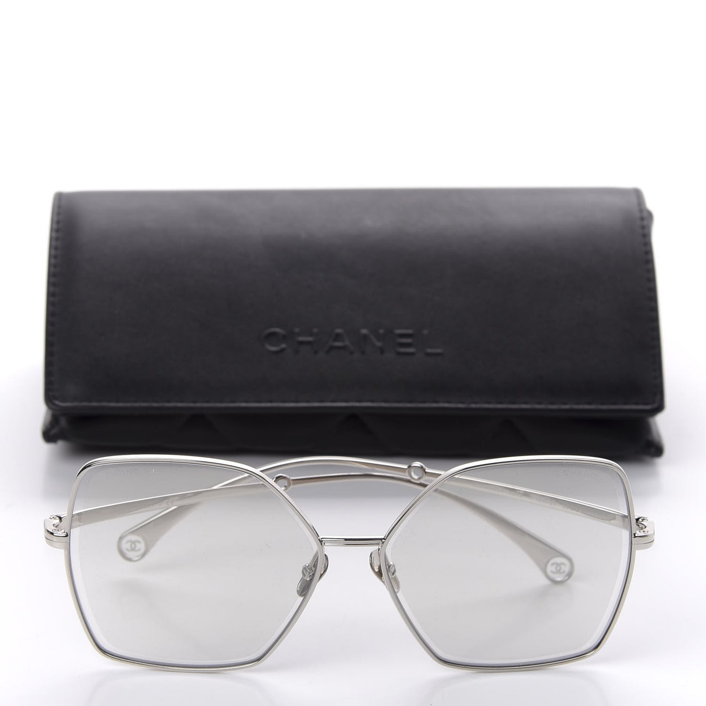 Butterfly Removable Pearl Chain Sunglasses 4262 Silver