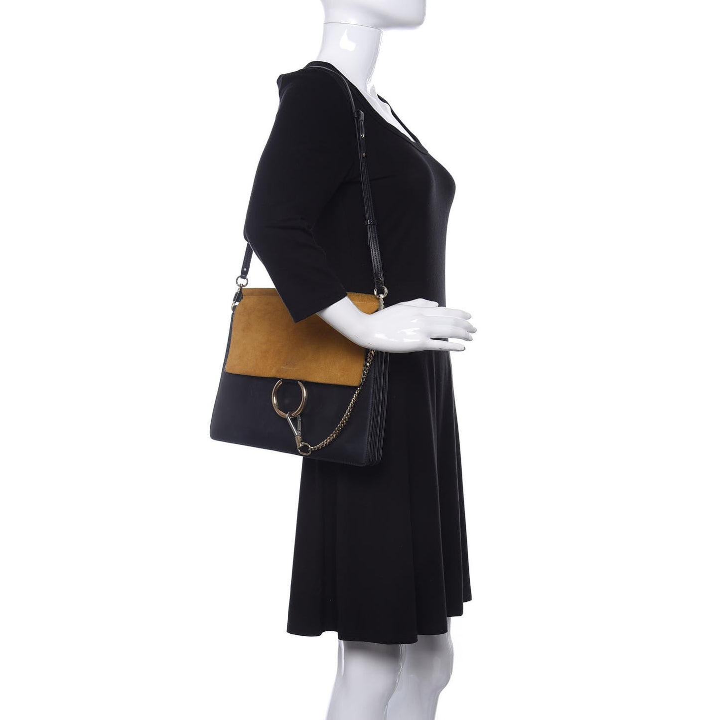 Suede Calfskin Medium Faye Shoulder Bag Full Blue Mustard
