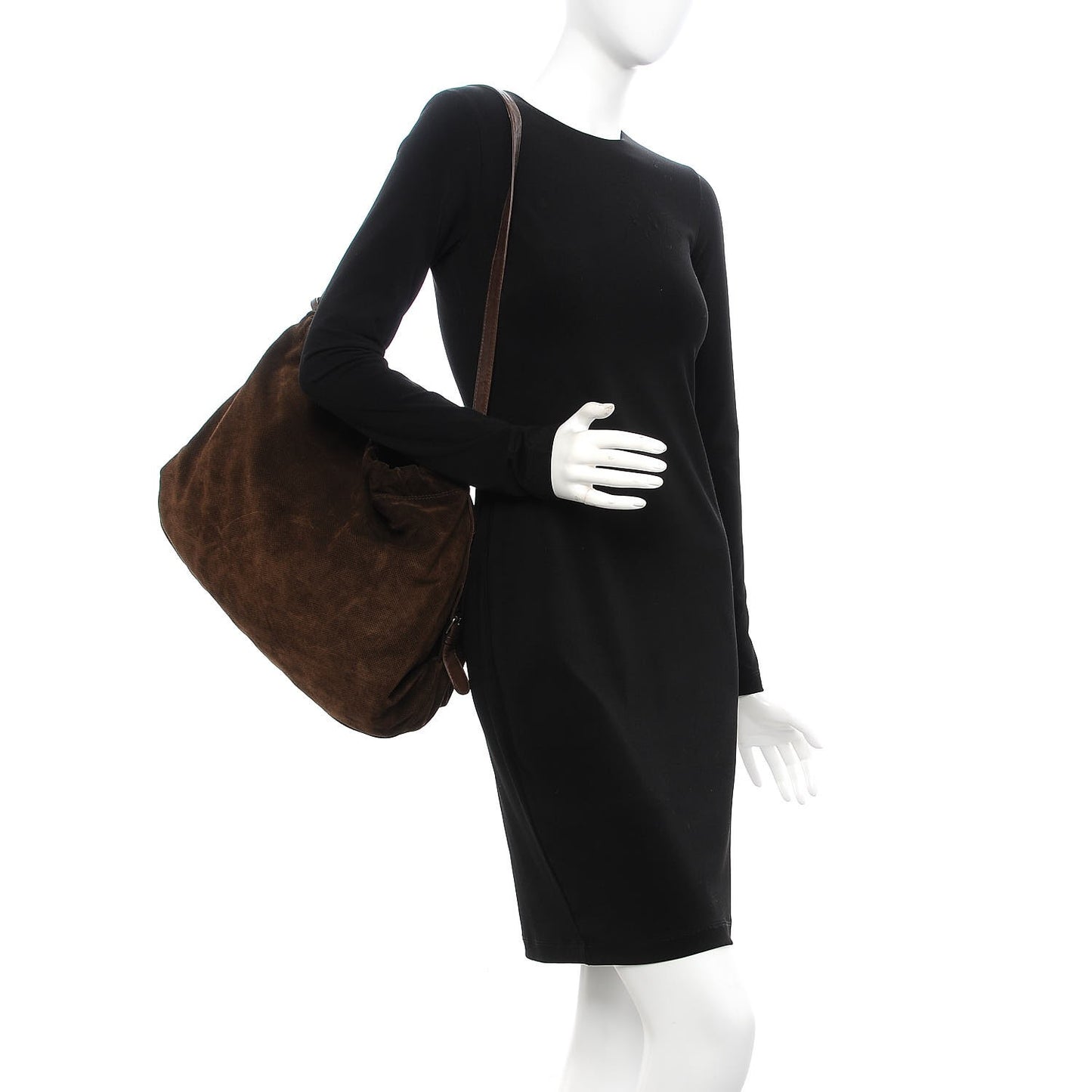 Suede Drawstring Shoulder Bag Brown
