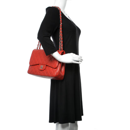 Chanel Caviar Quilted Jumbo Double Flap Red 2 of 12