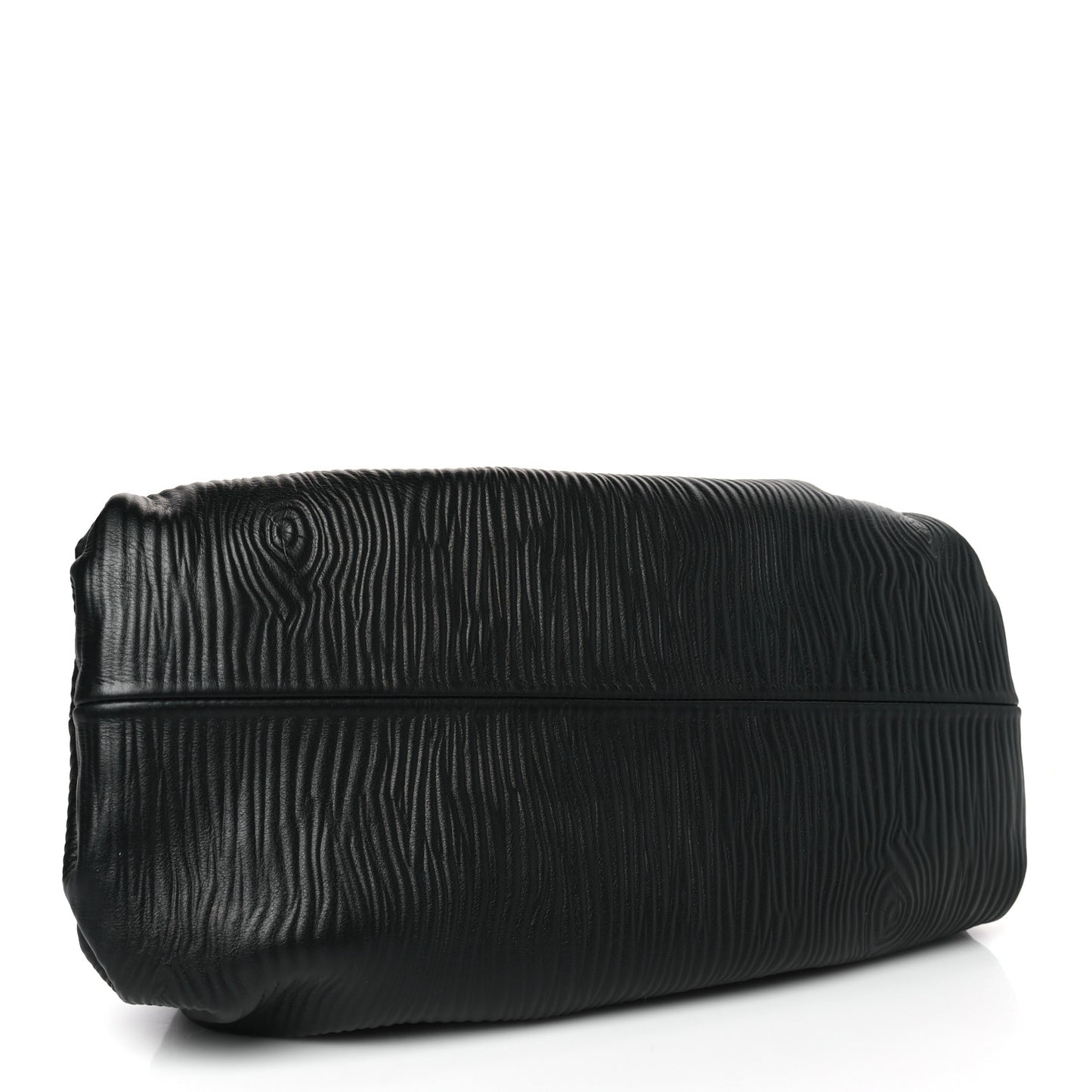 Bark Calfskin Embossed The Pouch Oversized Clutch Black