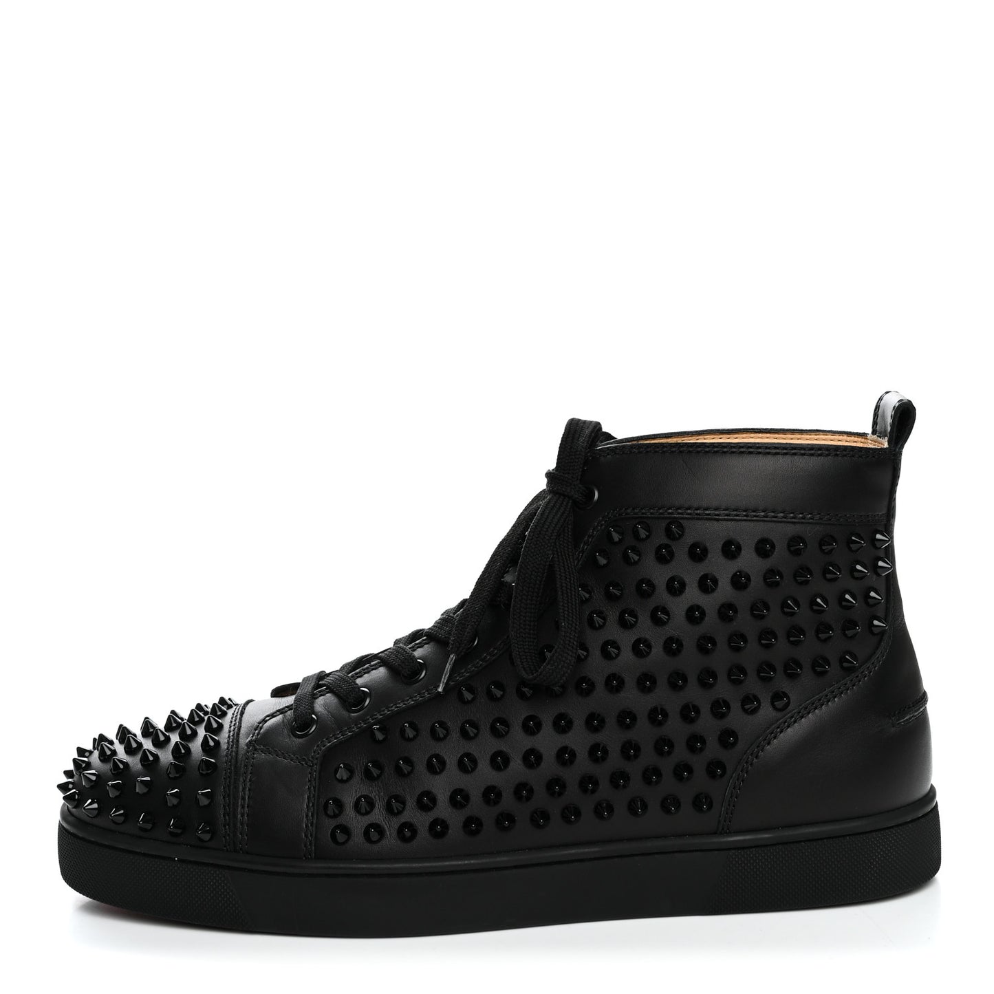 Calfskin Mens Louis Spikes Flat Sneakers 43.5 Black