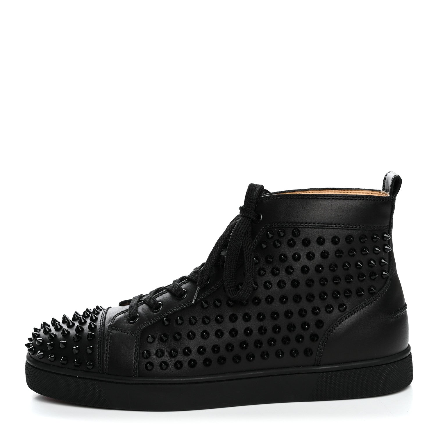 Christian Louboutin Calfskin Mens Louis Spikes Flat Sneakers 43.5 Black 1 of 9
