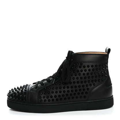 Christian Louboutin Calfskin Mens Louis Spikes Flat Sneakers 43.5 Black 1 of 9