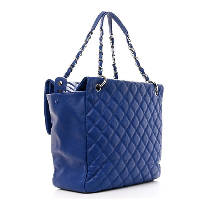Chanel Caviar Quilted Easy Zip Flap Tote Blue 3 of 17