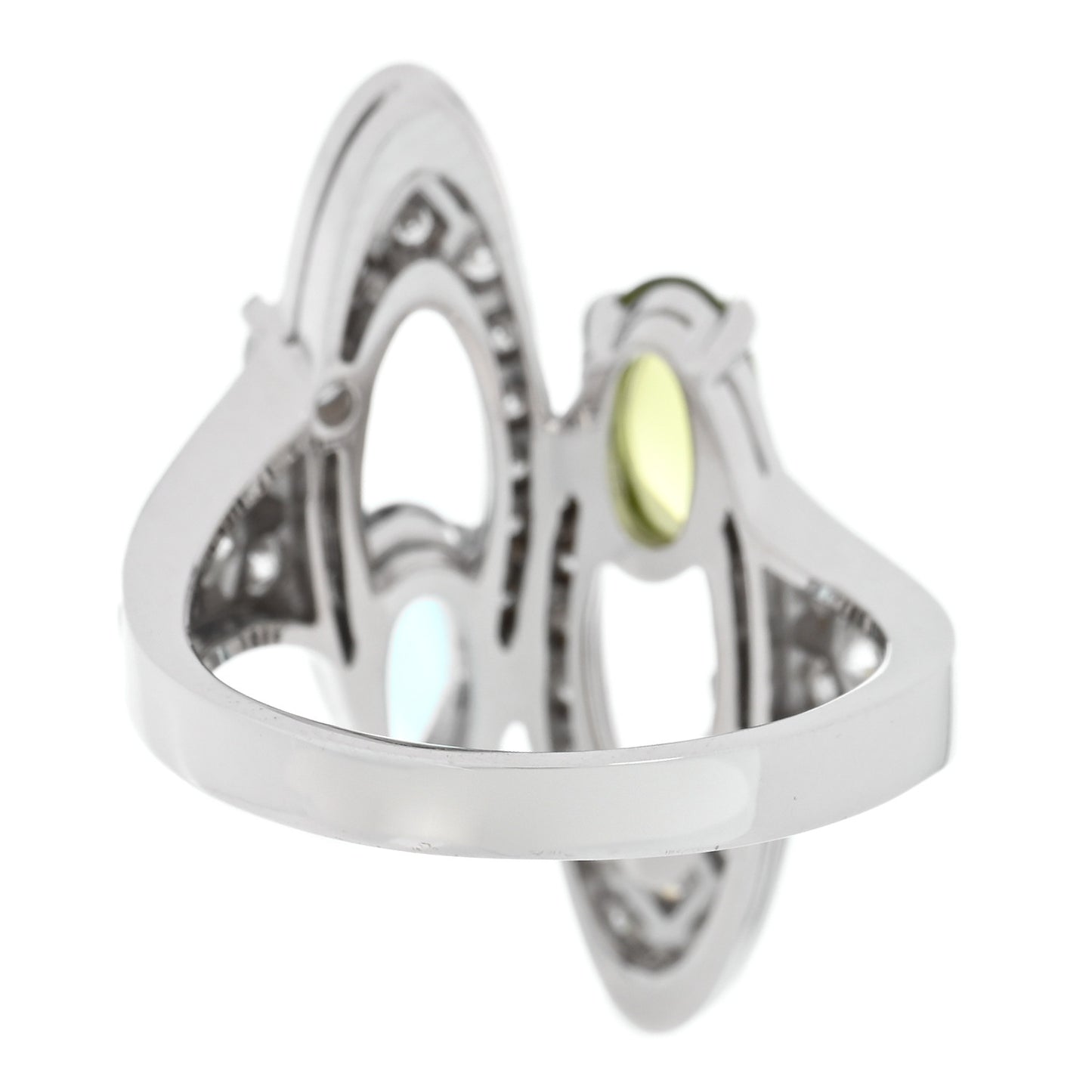 18K White Gold Diamond Blue Topaz Peridot Elisia Ring 54 6.75