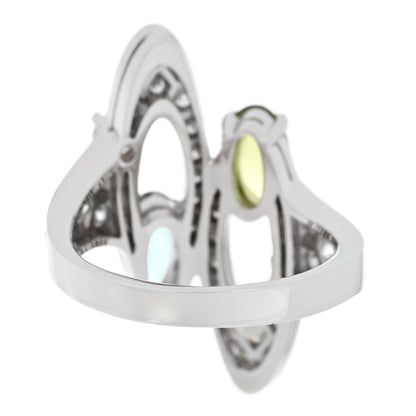 Bulgari 18K White Gold Diamond Blue Topaz Peridot Elisia Ring 54 6.75 3 of 4