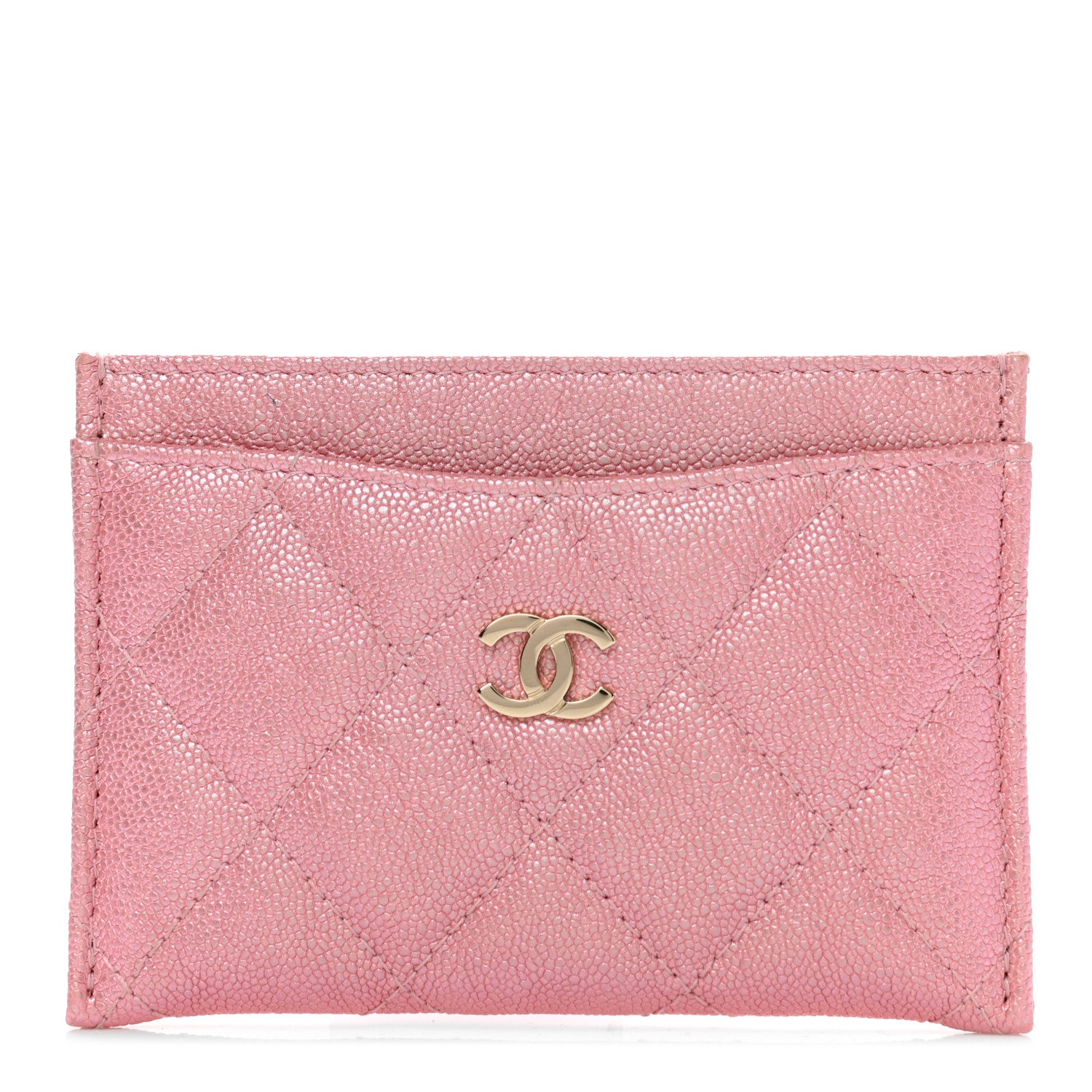 Chanel Iridescent Caviar Quilted Card Holder Rose Pink 1 of 9