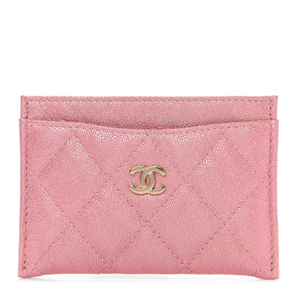 Chanel Iridescent Caviar Quilted Card Holder Rose Pink 1 of 9
