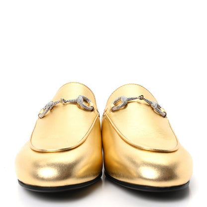 Gucci Nappa Silk Crystal Horsebit Womens Princetown Slippers 36.5 Gold 3 of 10