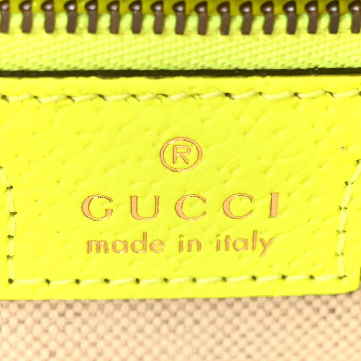 Gucci GG Supreme Monogram Textured Dollar Calfskin Web Ophidia Wristlet Shoulder Bag Beige Ebony Fluo Yellow 6 of 10